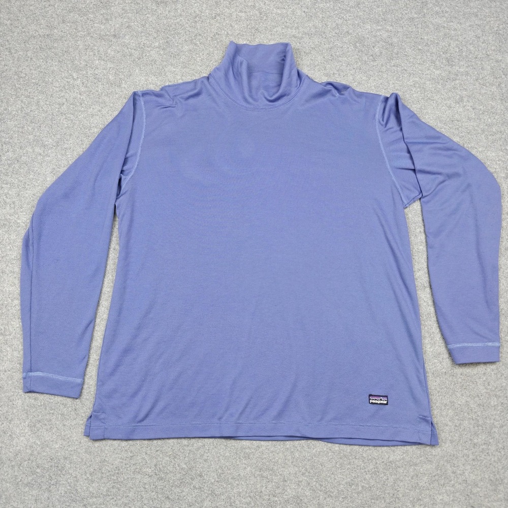 Vintage Patagonia Capilene Shirt Mens Large Purple Long Sleeve Turtleneck USA